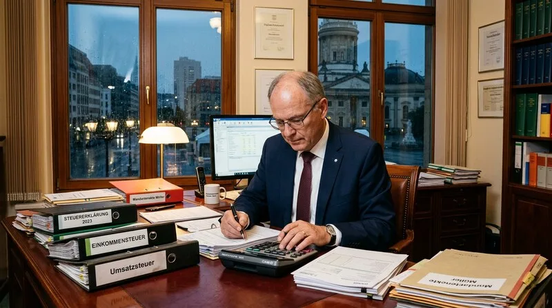 Steuern steuerberater schreibtisch taschenrechner akten berlin